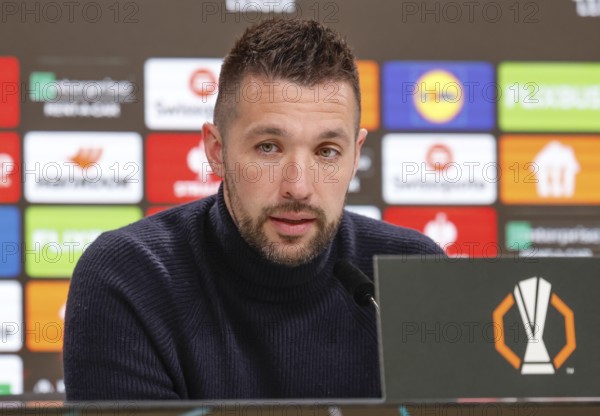 Football, Europa League, Round of 16 second leg, 2024/2025, Eintracht Frankfurt vs. Ajax Amsterdam, 13/03/2025, Frankfurt Stadion, Frankfurt, Germany, Francesco FARIOLI (Ajax Amsterdam, coach) at the post-match press conference
