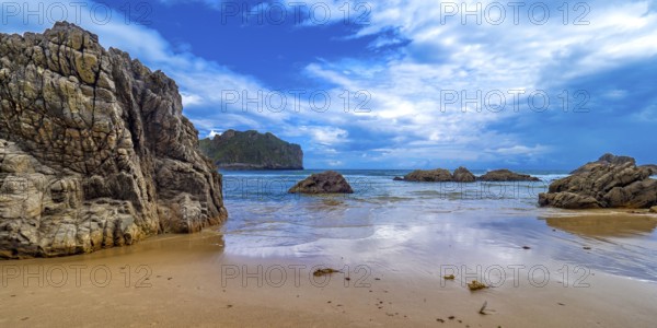 Coastline and Cliffs, Beach of La Franca, Protected Landscape of the Oriental Coast of Asturias, La Franca, Ribadedeva, Asturias, Spain