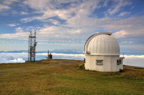 Observatory dome in the Gerlitzen Apls in Austria.View of the mountains in Slovenia