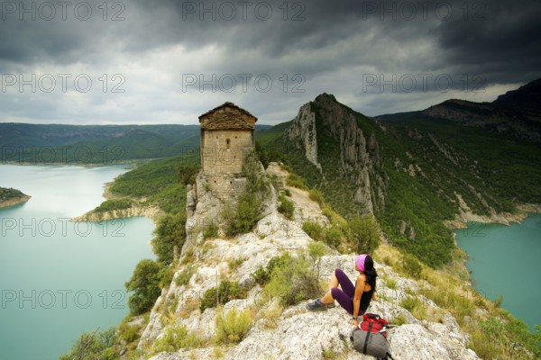 Roman hermitage of the Mare de Déu de la Pertusa (p.XI) . Corça. Massif of Montsec. Lleida.Pyrenean mountain range.Catalunya.Spain