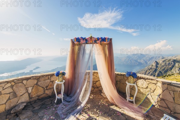 Wedding ceremony in the mountains in Montenegro