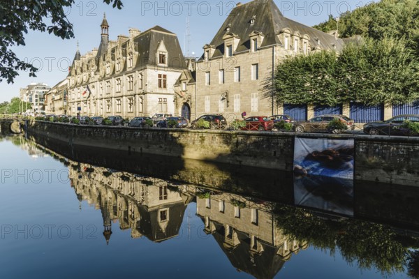 Quimper, France, August 2, 2018: Cityscape of the capital of the Finistere department of Brittany in northwestern France