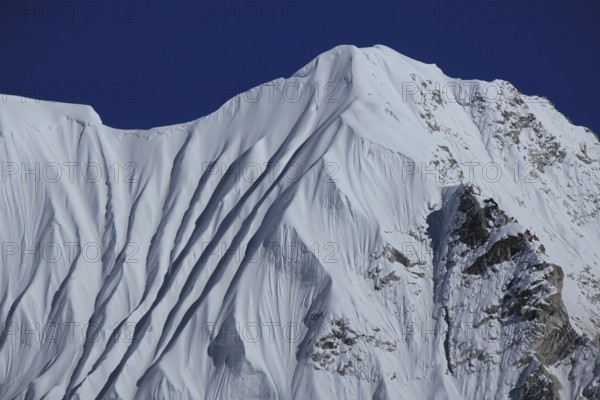 Beautiful structures on a snow covered mountain near Mount Everest, Nepal