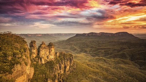 An image of the Tree Sisters Blue Mountains Australia sunset