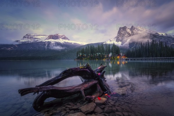 Beautiful autumn landscape scene in mountain in background in west Canada