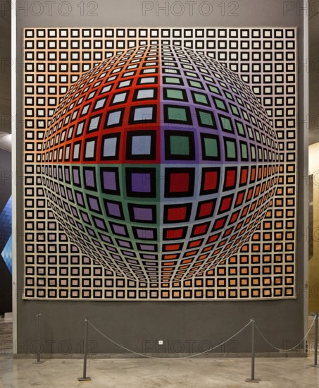 Aix en Provence, Vasarely MuseumBuilt 1973-76. spatial illusionistic textile op-art wall installation around 1975 Object no. 126 6 m wide 6 m high