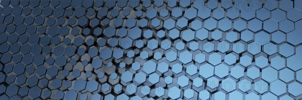 3d illustration of a blue hexagon background