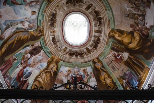 ORTA SAN GIULIO, ITALY, MAY 29, 2019 : interiors decors and frescoes of chapel in Sacro monte di Orta, may 29, 2019, in Orta san Giulio, italy