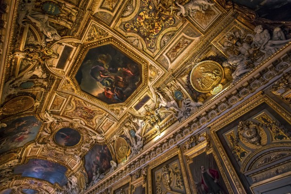 PARIS, FRANCE, MARCH 17, 2017 : architectural details and ceilings of gallery of Apollon, march 17, 2017, in Paris, France