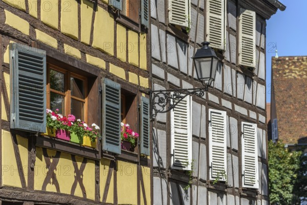 Colmar is a picturesque old tourist neighborhood with beautiful canals and traditional half timbered houses. Grand Est, Collectivite europeenne d'Alsace, France