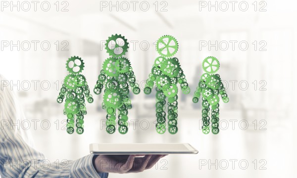 Concept of cooperation or maybe family with two figures presenting couple and relations