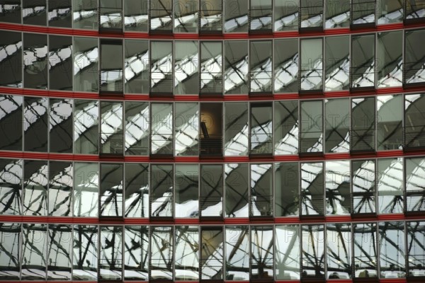 Berlin, Germany - June 21, 2016: The modern dome of the Sony Center at Potsdamer Platz with pivoting mirror windows on 21 June 2016 in Berlin