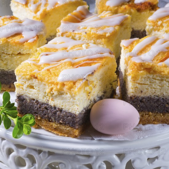 Delicious Easter poppy seed cake with white icing