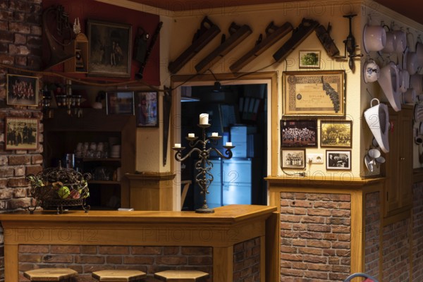 Valkenburg, Limburg, The Netherlands, 04 05 2022, Traditional wooden interior design of the Cafe aan de Kirk