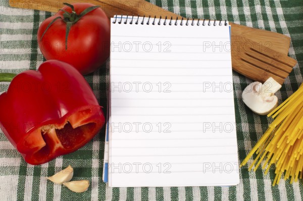 Notebook to write recipes and vegetables around it
