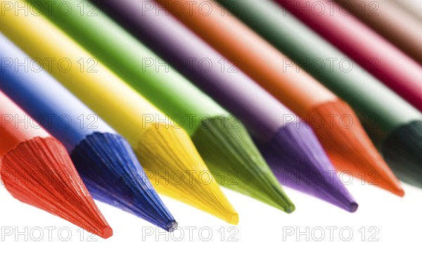 Collection of colorful pens over white background, poland