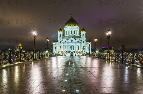 Night view on Christ the Savior Cathedral, Moscow Russia