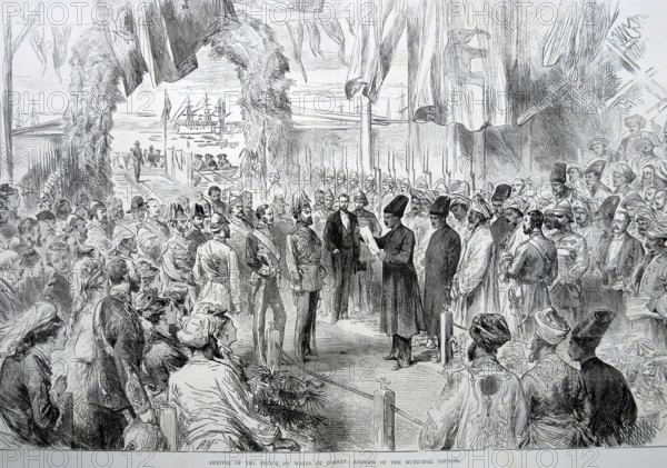Royalty on Tour Arrival of the Prince of Wales at Bombay Address of the Municipal Council, Bombay Mumbai, Maharashtra, India