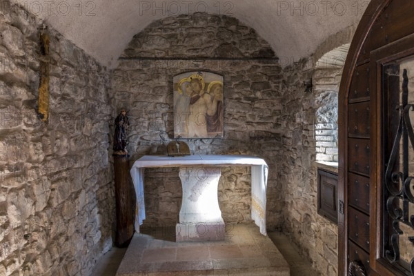 Detail of a small medieval altar dedicated to St Francis of Assisi