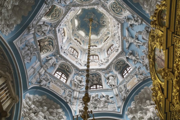The Church of the Holy Sign of the Mother of God is a Russian Orthodox church in the village of Dubrovitsy, Podolsk, Russia. Interior with dome