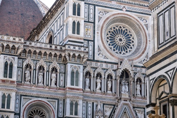 Neo-gothic facade of the renaissance cathedral Santa Maria del Fiore in Florence, Italy