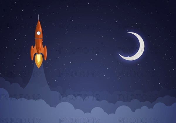 Art launch rocket with sky space. Startup concept
