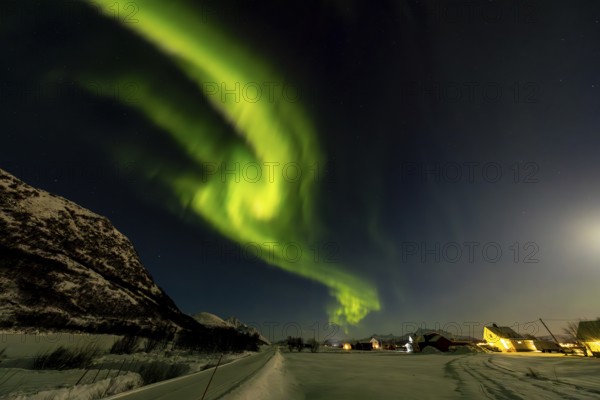 Northern Lights on the E10, Lofoten, Nordland, Norway