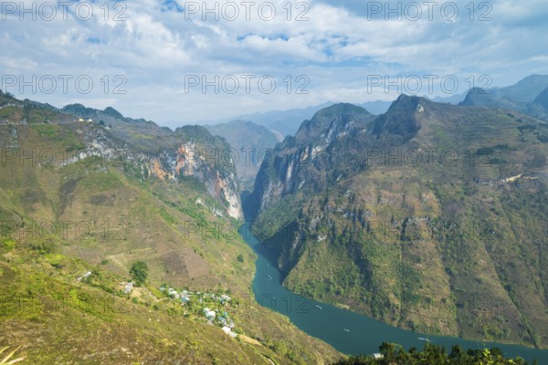 Ha Giang landscape with Nho Que river between mountains in Ha Giang, Vietnam, a popular tourist destination in Vietnam
