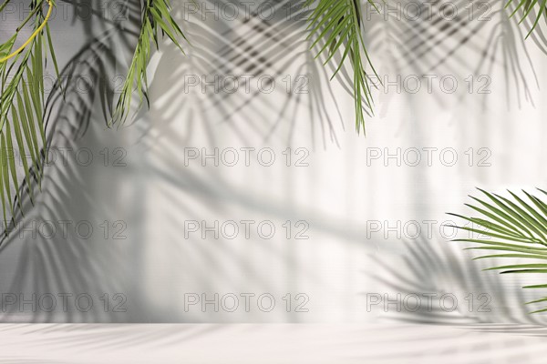Minimal abstract background for cosmetic products presentation, Premium empty podium with shadows on sunny elegant background, summer party concept, beauty aesthetics, design template
