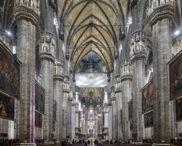 Milan Italy. The interior of the Duomo cathedral