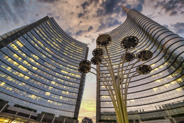 Milan Italy, Porta Nuova District. Gae Aulenti Square. Unicredit Tower