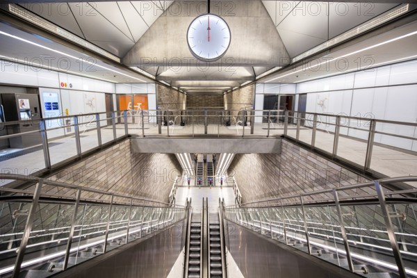 Copenhagen, Denmark, October 13, 2019: Interior view of the new metro station Enghave Plads on the City Circle Line