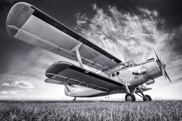 historic biplane against a sky