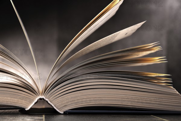 Composition with open book on the table
