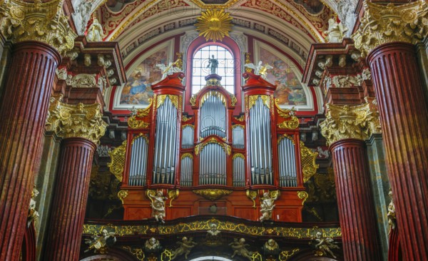 POZNAN, POL - NOV 27, 2018: Interior of Fara, St. Mary's Basilica in Poznan, Poland