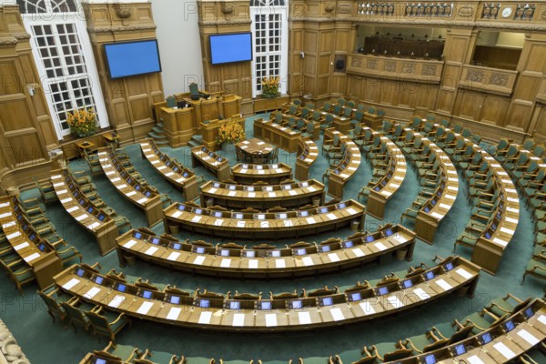 Copenhagen, Denmark, Occtober 05, 2016: Interior view of the Danish parliament also called Folketinget