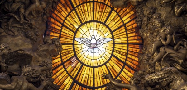 ROME, ITALY - AUGUST 24, 2018: Throne Bernini Holy Spirit Dove Saint Peters Basilica Vatican Rome Italy. Bernini created Saint Peters Throne with Holy Spirit Dove Stained Glass Amber in 1600s