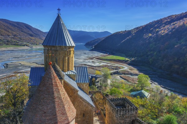 Ananuri castle and Church of the Mother of God on Aragvi River in Georgia