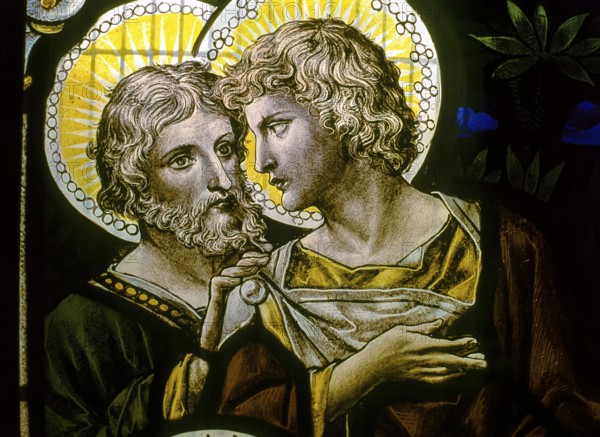 Stained glass window in All Saints Church established in 1854 in Coonoor, Nilgiris, Tamil Nadu, South India, India, Asia