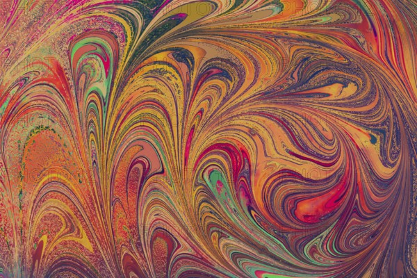Traditional Ottoman Turkish abstract marbling art patterns as background