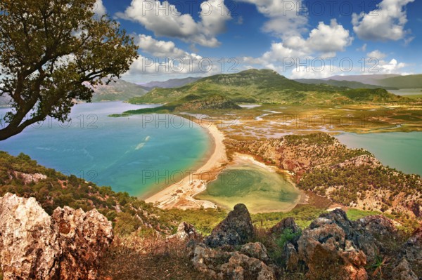 Iztuzu Beach at the mouth of the Dalyan «ay? River delta. Kˆyce?iz-Dalyan Special Environmental Protection Area for loggerhead sea turtle nests. Mediterranean coast Turkey