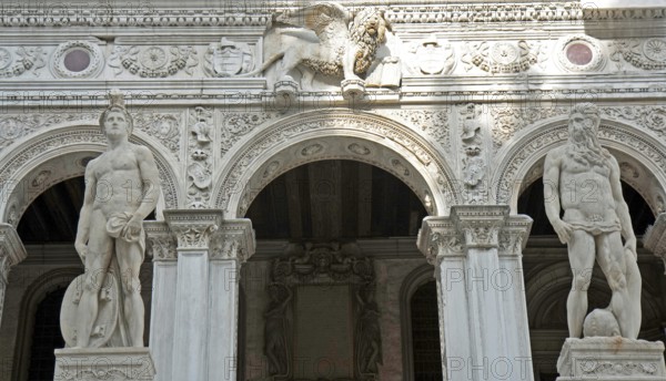 Marble sculptures Mercure and Neptune, Doge's Palace, Venice, Italy Venice, Italy