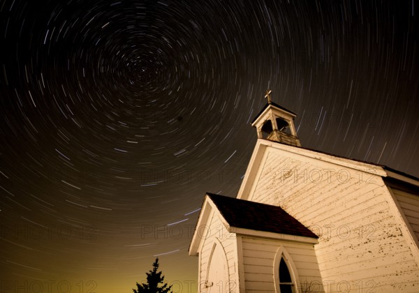 Church Night Star Trails Photography Canada Religion