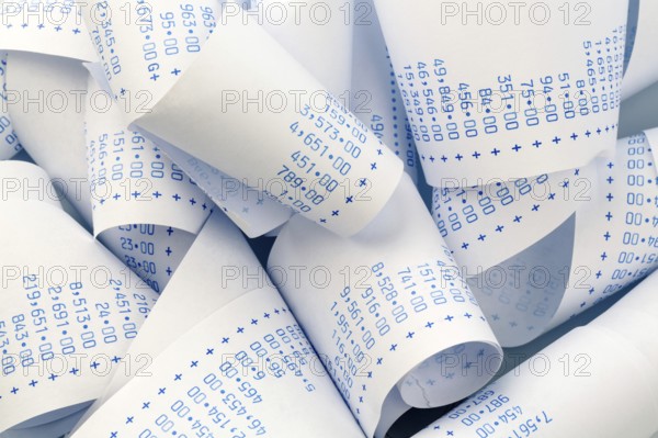 The stripes of a pocket calculator. Symbol photo for costs, planning, calculation, profit and turnover