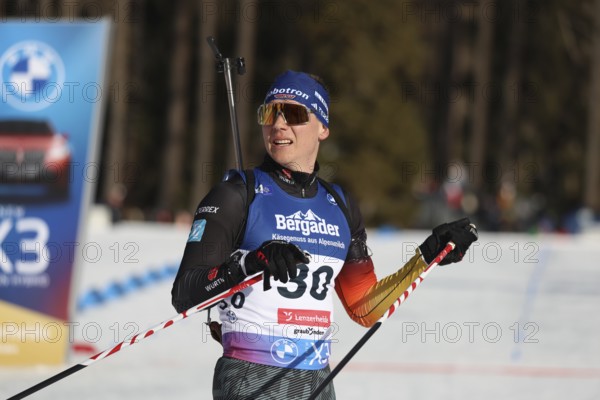 Justus Strelow (SG Stahl Schmiedeberg/GER) after crossing the finish line at the IBU Biathlon World Championships Lenzerheide 2025, Lenzerheide, Switzerland / SUI / CH
