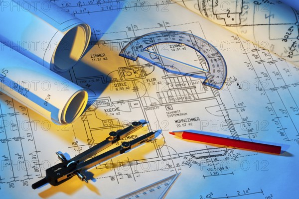 Construction plan for a residential building. Drawings and plans by an architect. Austria