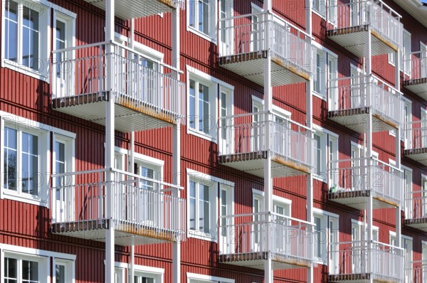 Balconies on a swedish house. Balkony on a swedish house