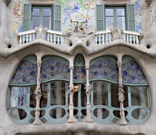 Façade detail of Casa Battlo, Barcelona, Spain Barcelona, Spain
