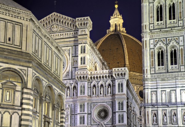 Illuminated cathedral of Florence at night, Tuscany, Italy Florence, Italy