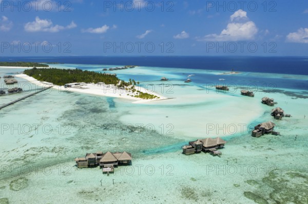 Aerial view of the holiday island of Lankanfushi, North Male Atoll, Indian Ocean, Maldives